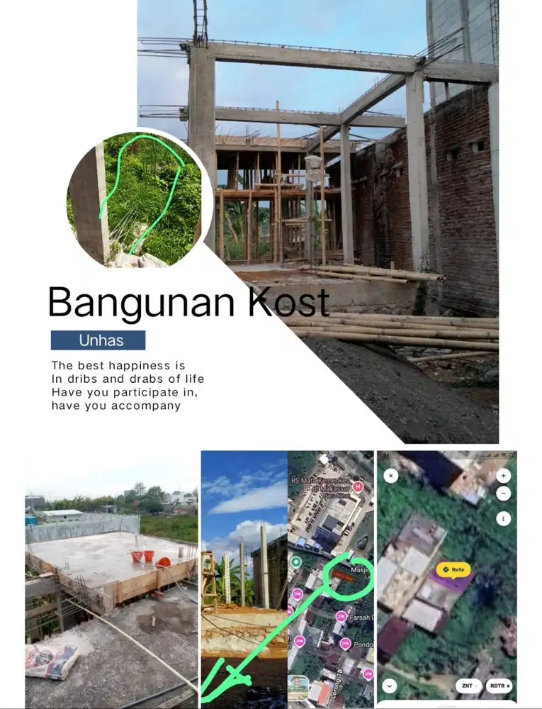 Bangunan Kost ukuran tanah 5x15 meter di Jln. Damai Lorong 1 UNHAS