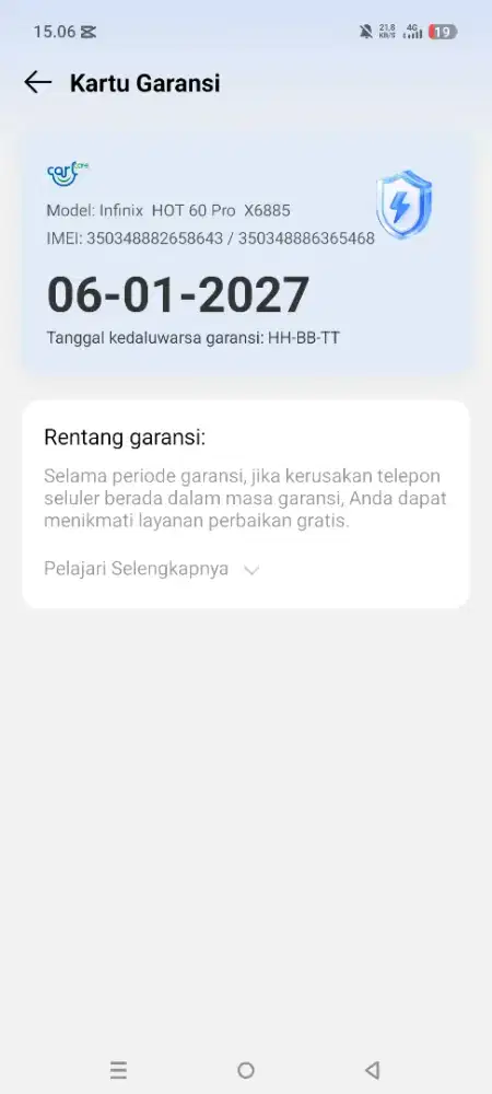 infinix hot 60 pro baru sebulan