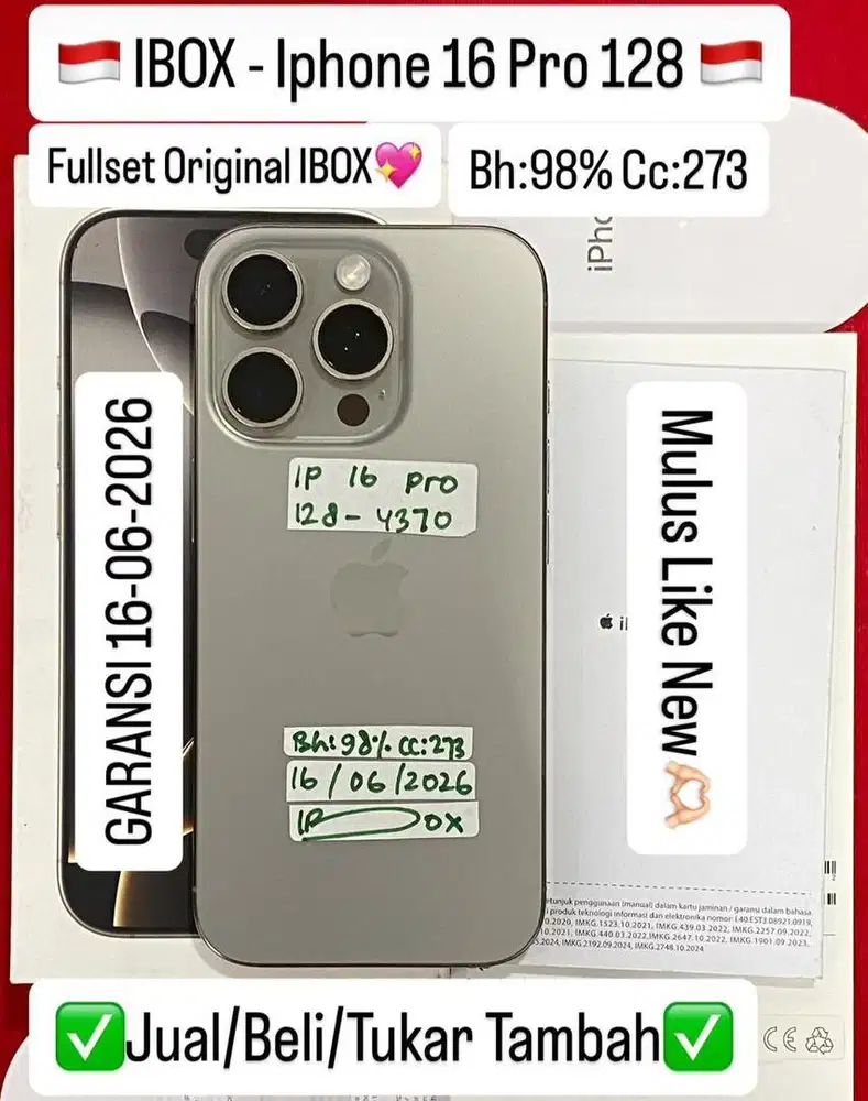 Iphone 16 pro 128gb ex ibox bisa di cicil 0%