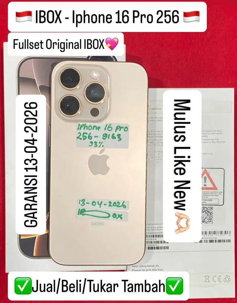 Iphone 16 pro 256gb ex ibox bisa di cicil 0%