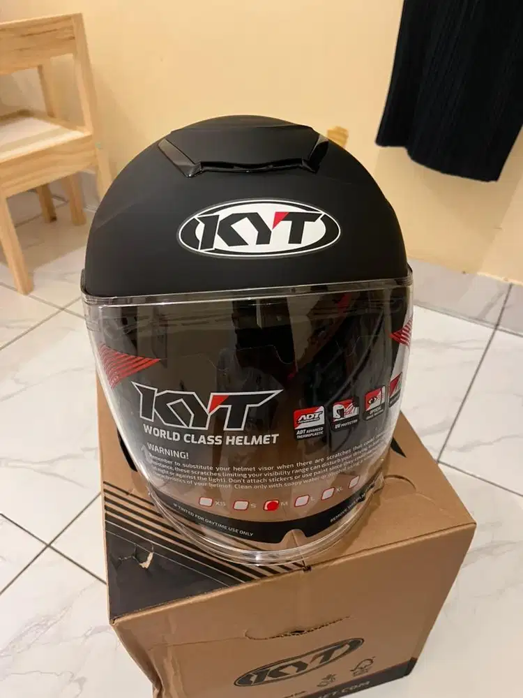 Helm KYT Kyoto R Solid - Black Matt ukuran M