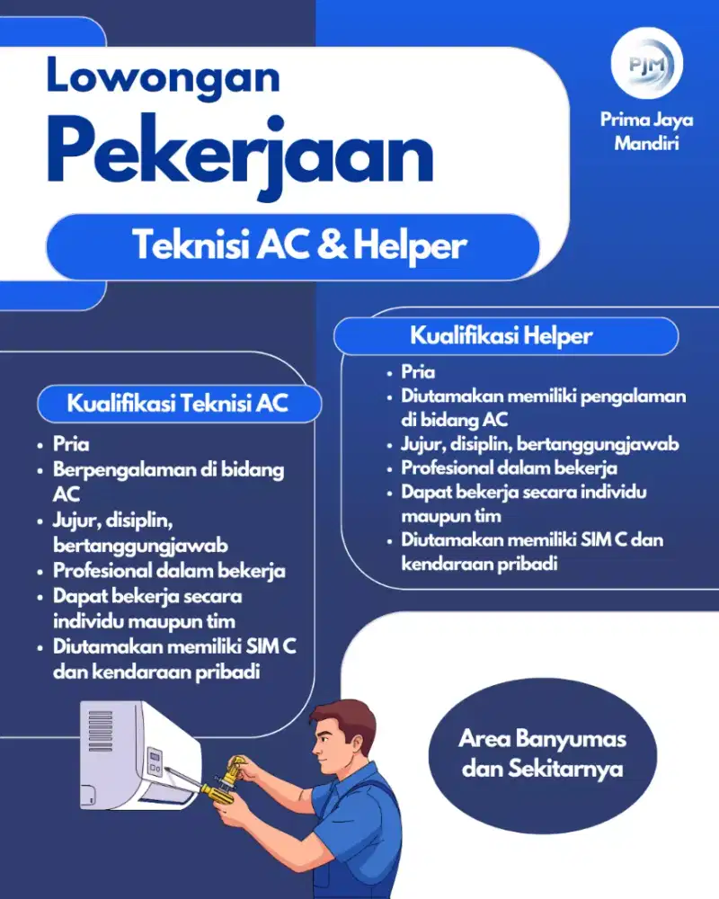 Lowongan Kerja Teknisi AC dan Helper