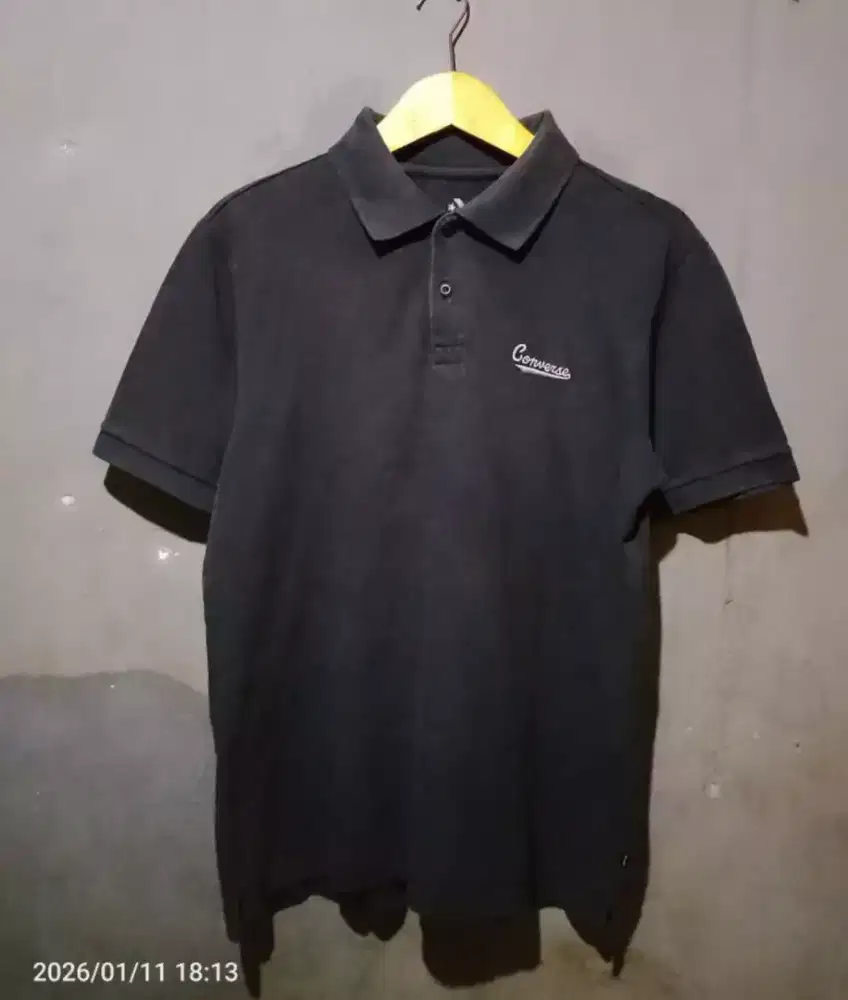 Polo shirt converse size L black unisex kaos kerah original