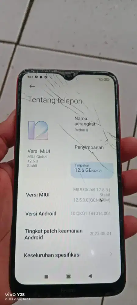 Redmi 8  3/32  mnus retak normal smua