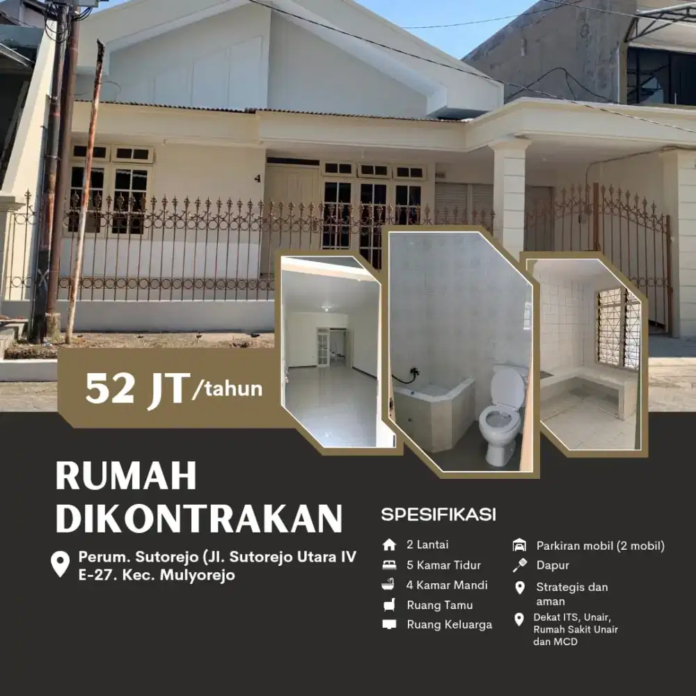 Sewa Rumah Sutorejo Surabaya Kota