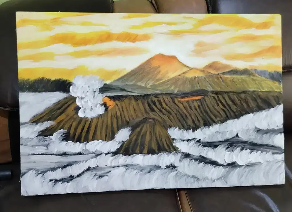 Dijual cepat lukisan pemandangan alam, ukuran 4 × 6, harga bisa nego