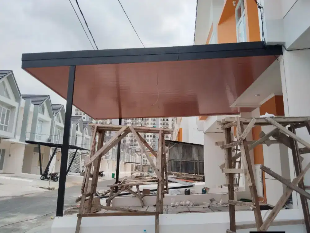 Pasang kanopi baja ringan plafon PVC