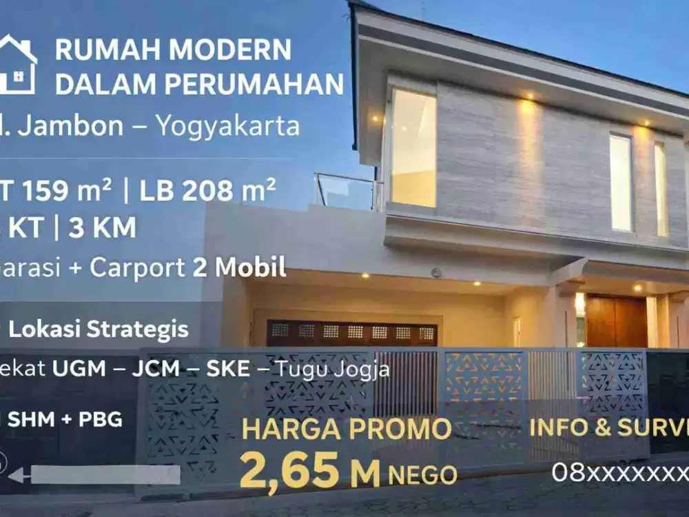 RUMAH MODERN MINIMALIS – DALAM PERUMAHAN | JAMBON, JOGJA