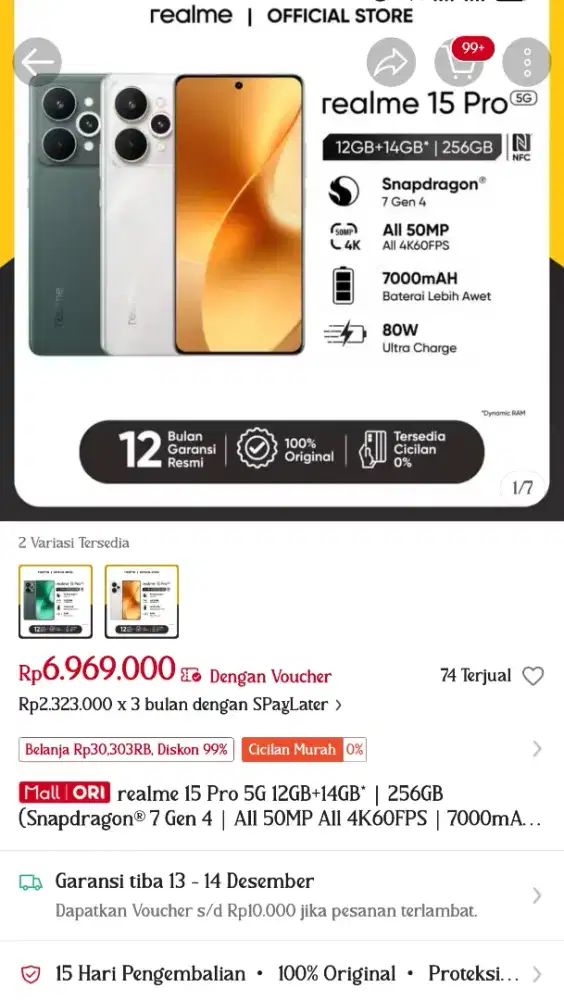 Realme 15 pro 5g bekas pribadi