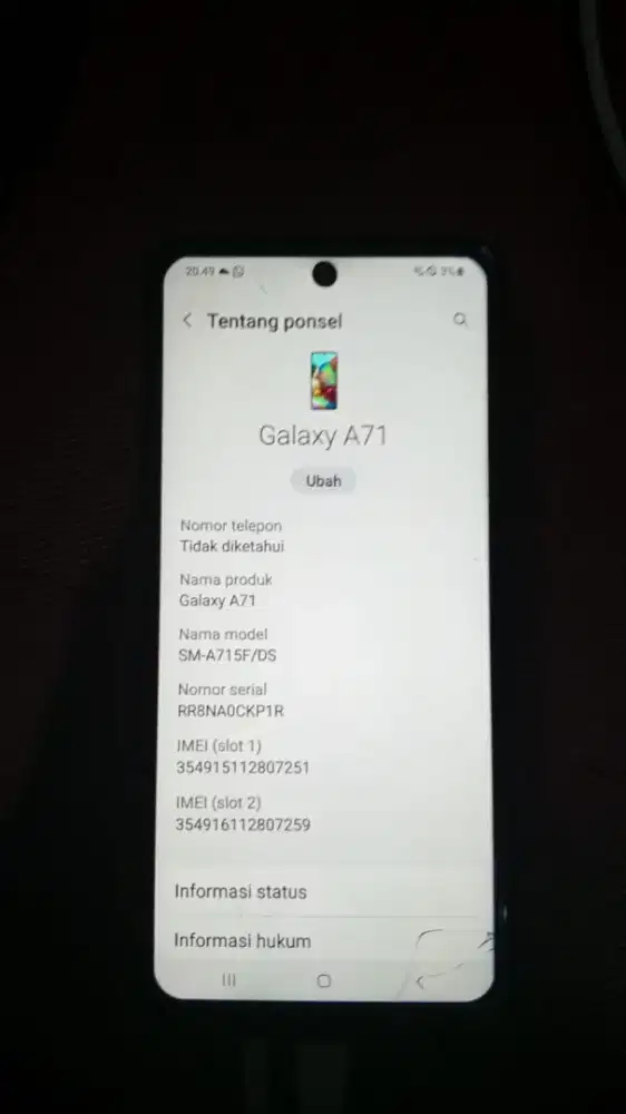 Samsung galaxy A71 8/128 hp charger