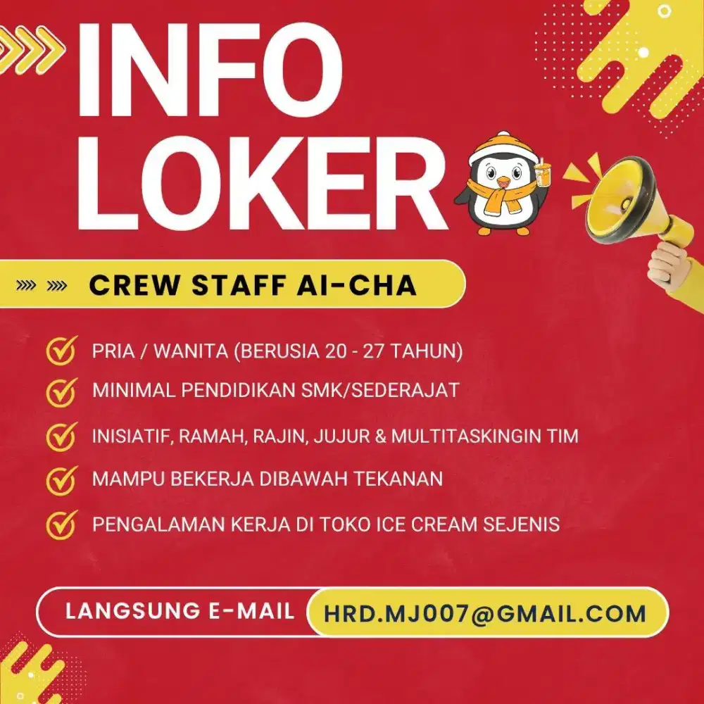 URGENT!! DICARI STAFF AICHA CIPUTAT