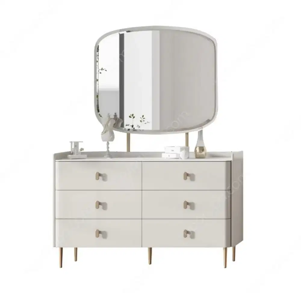 Informa Charlize Meja Rias 6 Laci Dengan Cermin - Taupe SECOND