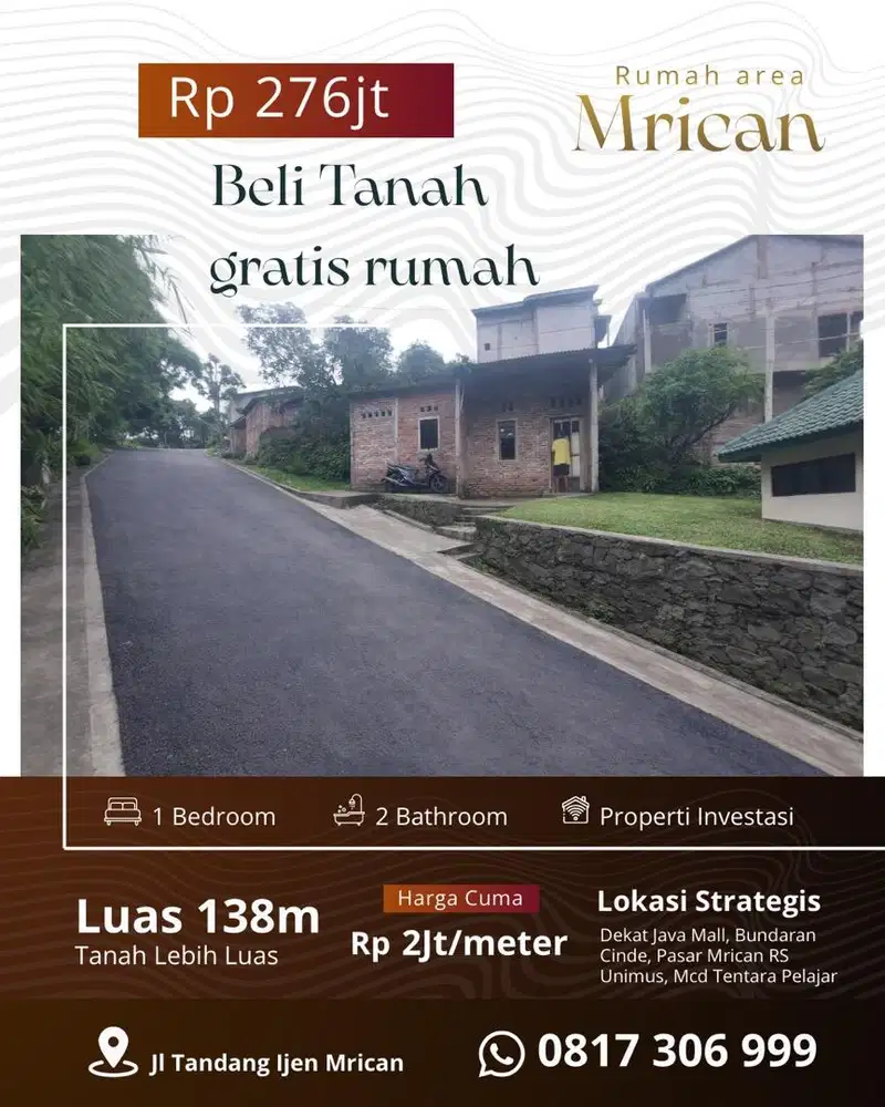 Rumah mrican cinde lamper kedungmundu dekat Java Mall