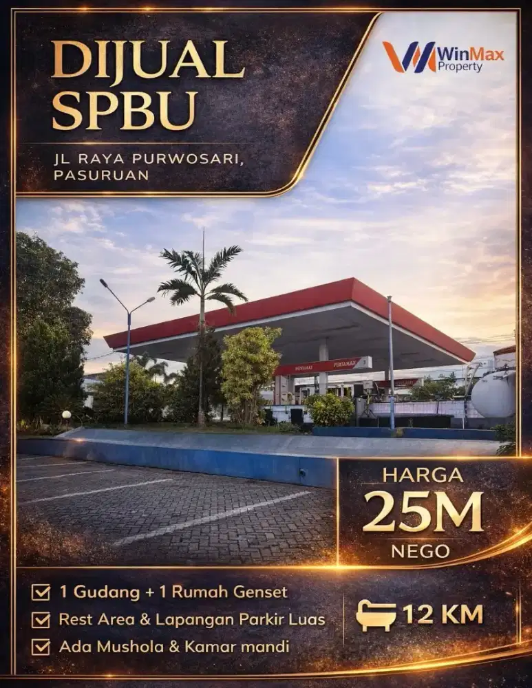 Dijual SPBU Pom Bensin Aktif 
Jl Raya Purwosari Pasuruan