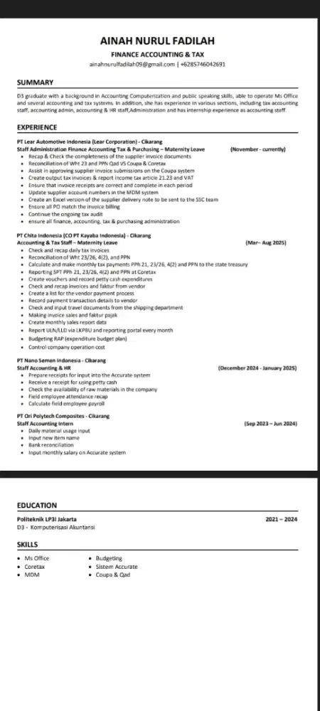 Mencari Pekerjaan Administrasi,Finance,accounting & tax