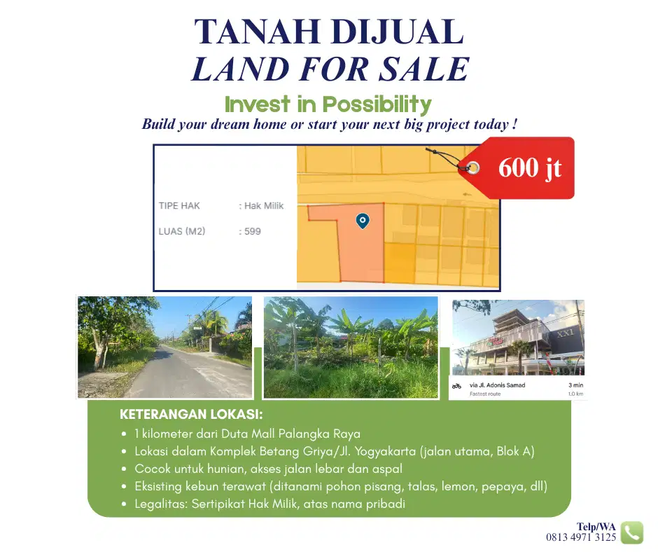 Dijual Cepat : Tanah untuk hunian, kebun dan lain-lain
