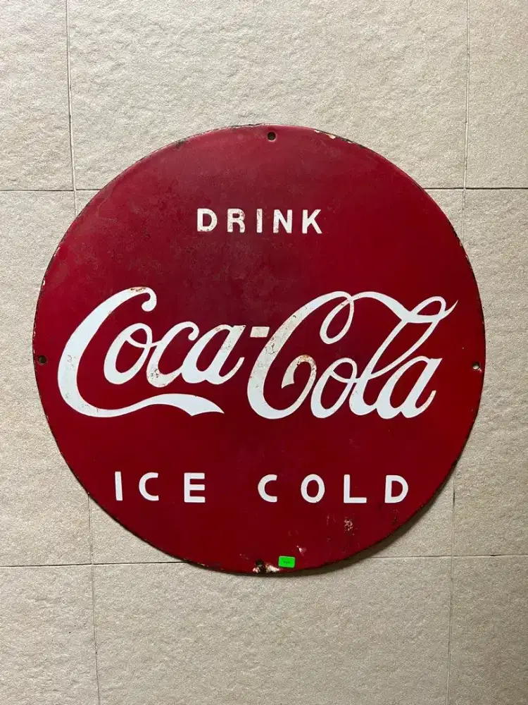 Coca Cola enamel vintage sign papan tanda logam barang antik pajangan