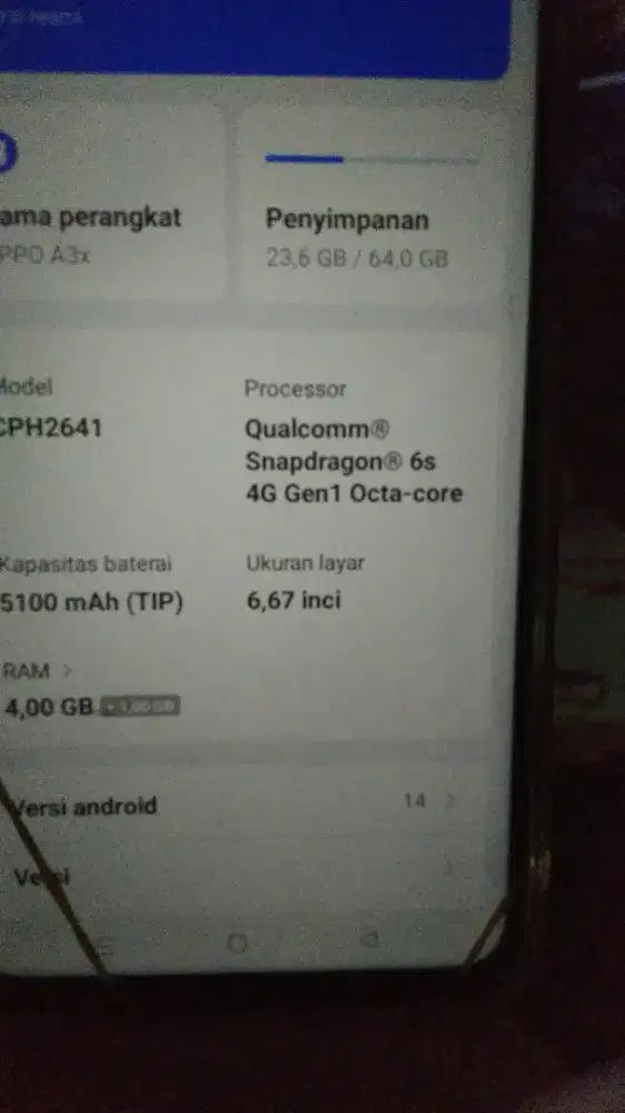 Jual oppo a3x ram 4/64