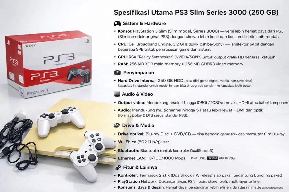 PS3 SLIM 3000 RAM 250Gb