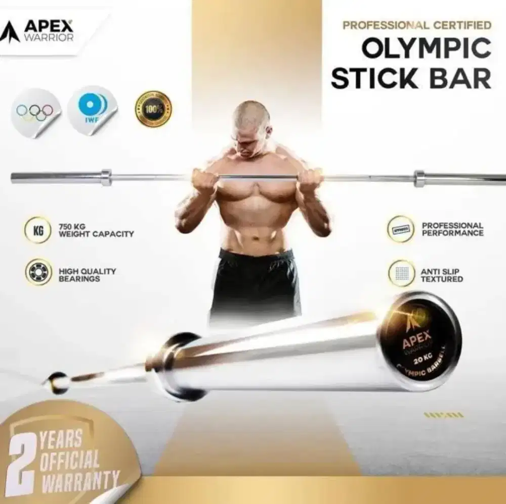 Apex Warrior Olympic Stick Bar 220cm Stick Barber Standard Internasion