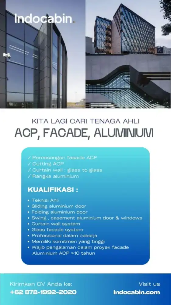 LOWONGAN Tenaga Ahli ACP/Aluminium/Curtain Wall