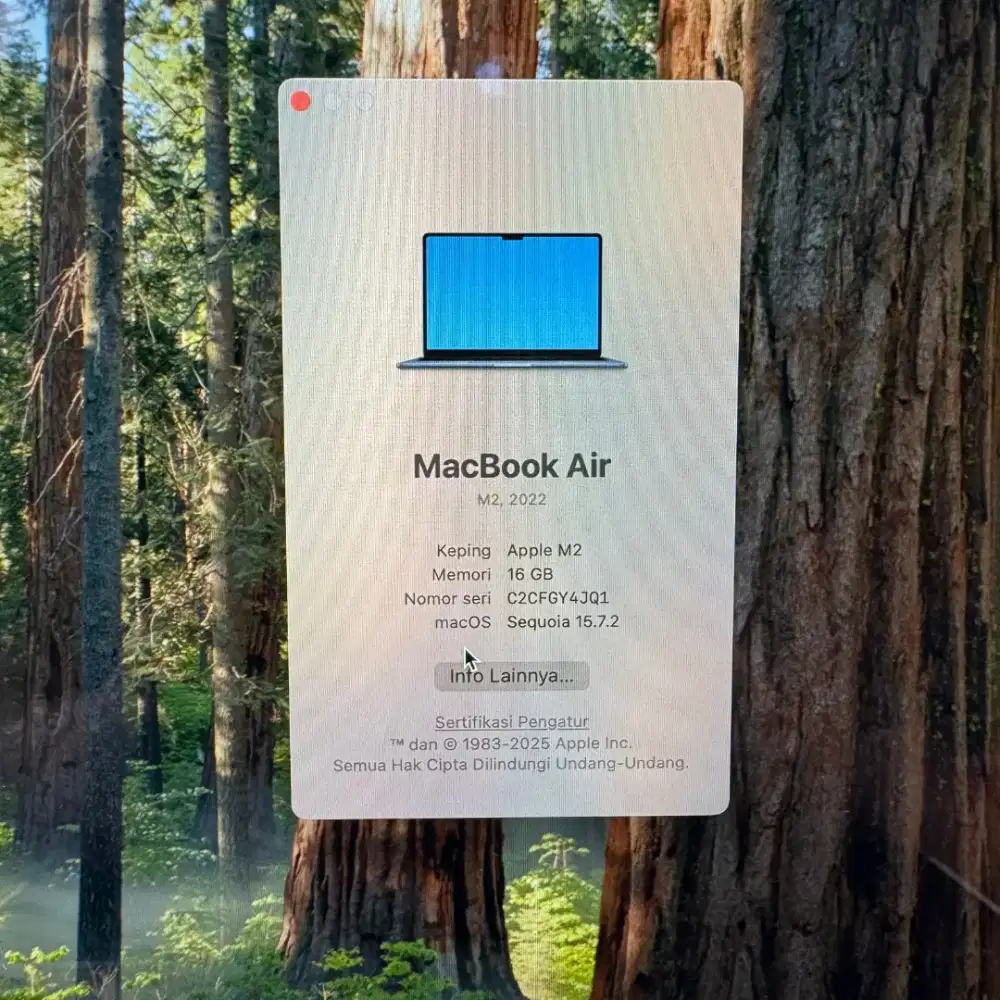 Macbook Air M2 Ram 16 Ssd 256 Layar 13 inch Full set Ibox mulus