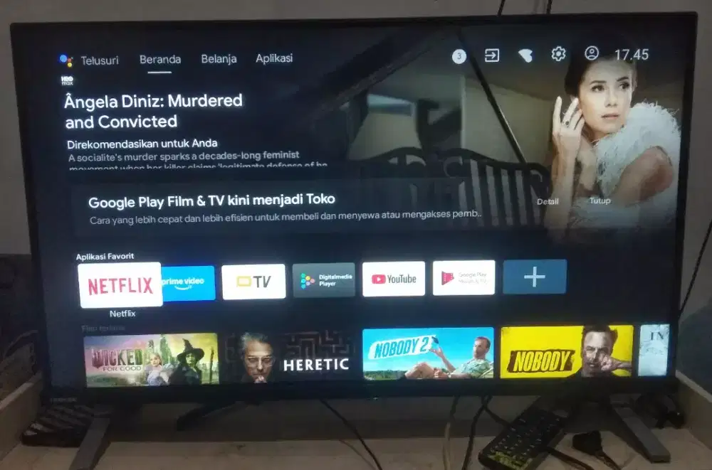 TV LED 32 INC TOSHIBA SMART ANDROID DIGITAL BAGUS NORMAL&GAMBAE BENING