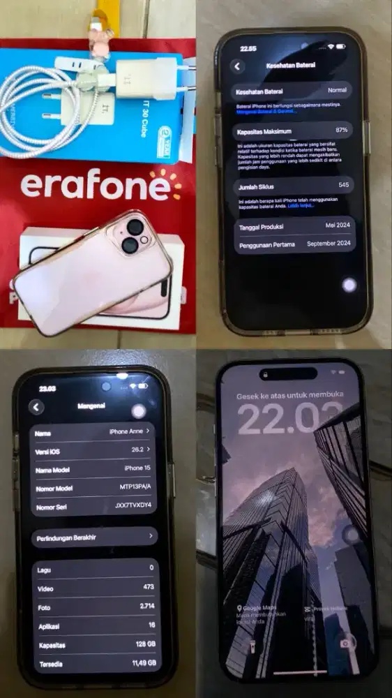 Iphone 15 128GB. ex Ibox, pemakaian perempuan