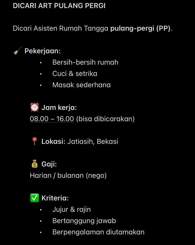 DICARI ART PULANG PERGI