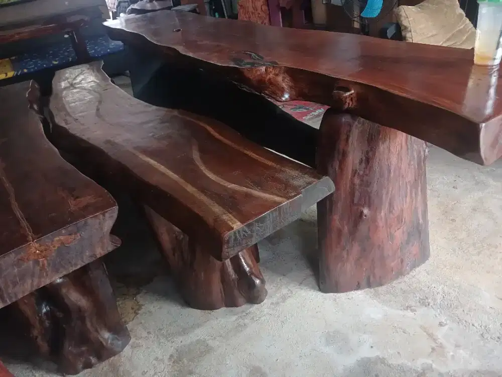 Set meja solid gajah tebal utuhan dan pj 3meteran juoz