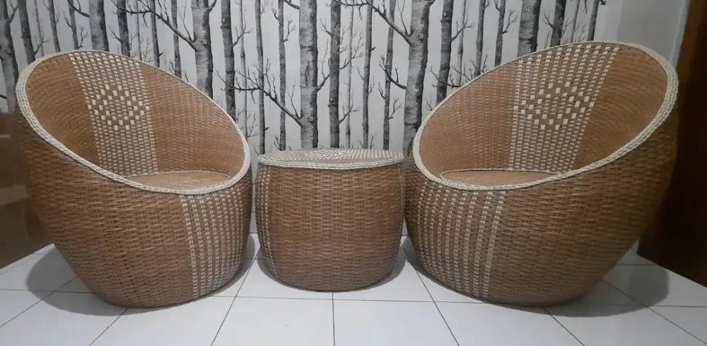 KURSI SET ROTAN SINTETIS Preloved