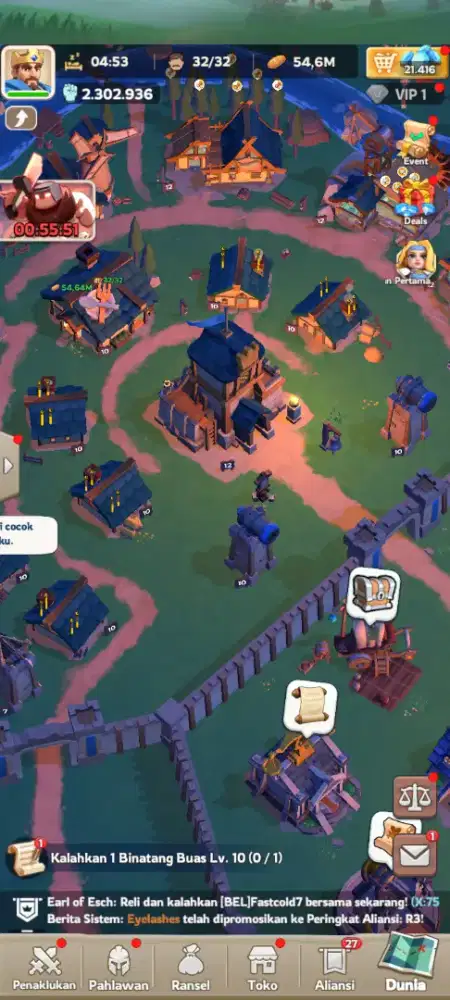 Akun Kingshot level 12 bisa vertambah pusat kota nya