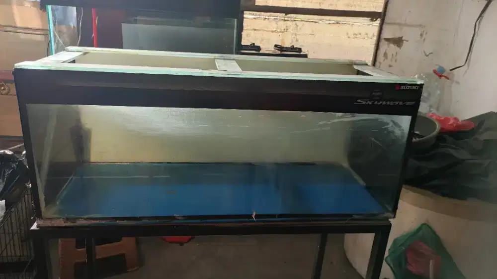 Aquarium 100x35x40 fulset tinggal colok dan rak hollo