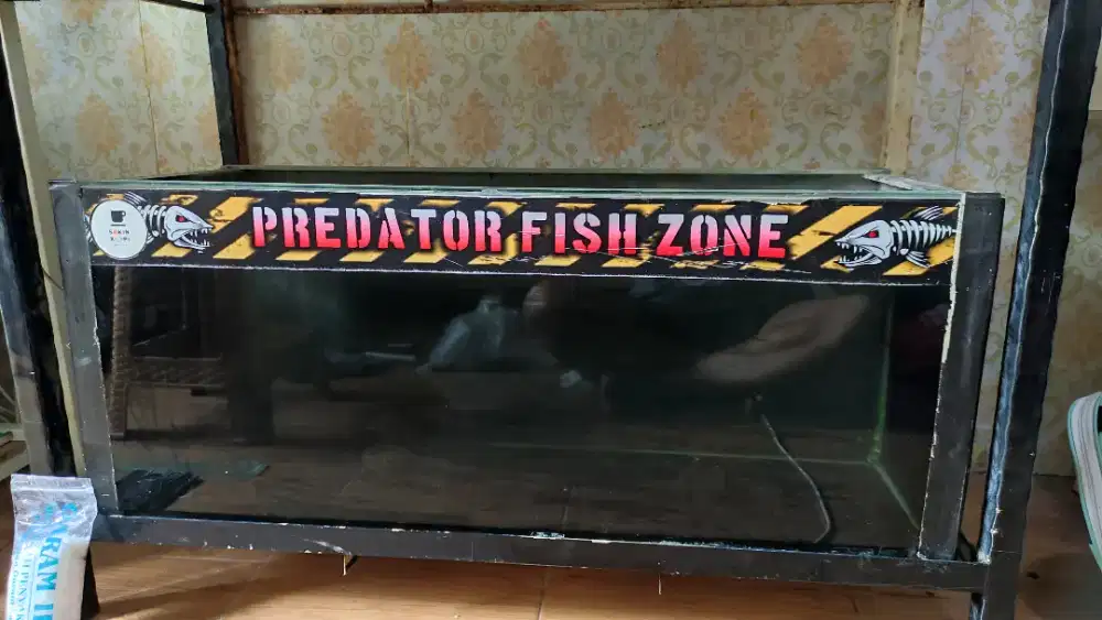 Aquarium 100x40x40 fulset tinggal colok dan rak hollo
