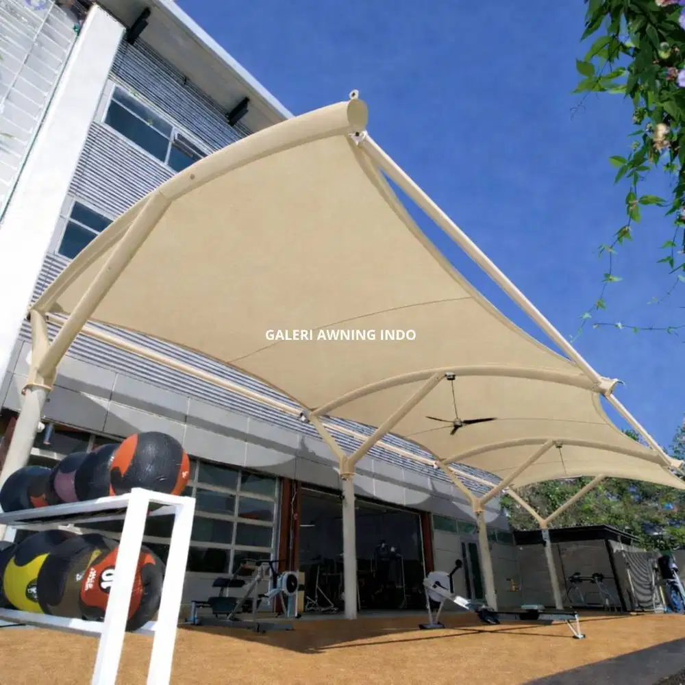 kanopi membran kokoh bagus untuk taman dan parkiran gartis survei
