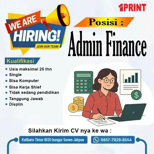 Lowongan Admin Finance