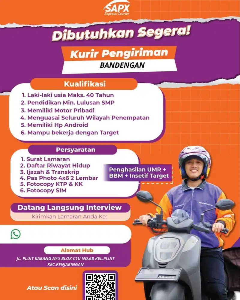 Lowongan Kerja Kurir Area Bandengan - Jakarta Utara