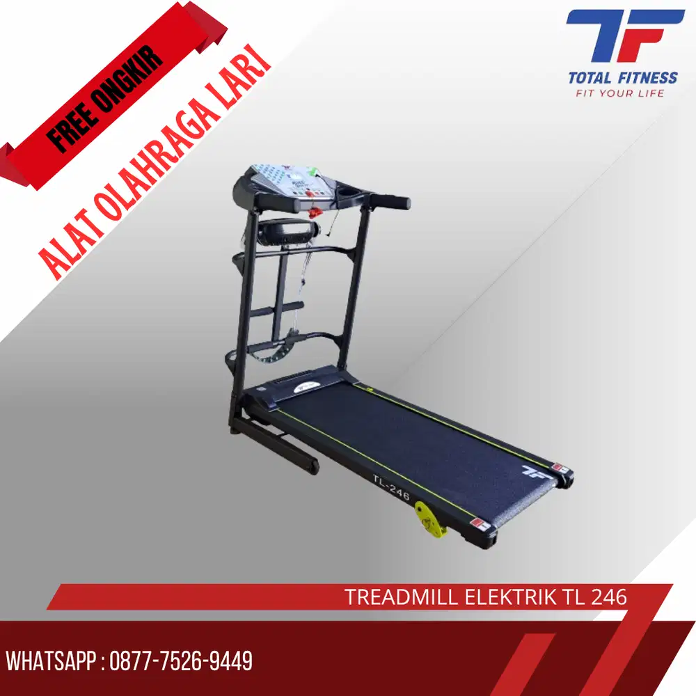 Treadmill elektrik TL246 Alat olahraga 3 fungsi hemat daya listrik
