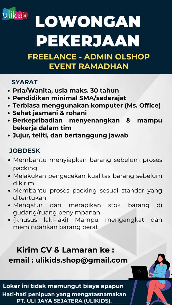 LOKER FREELANCE - ADMIN OLSHOP (EVENT RAMADHAN )