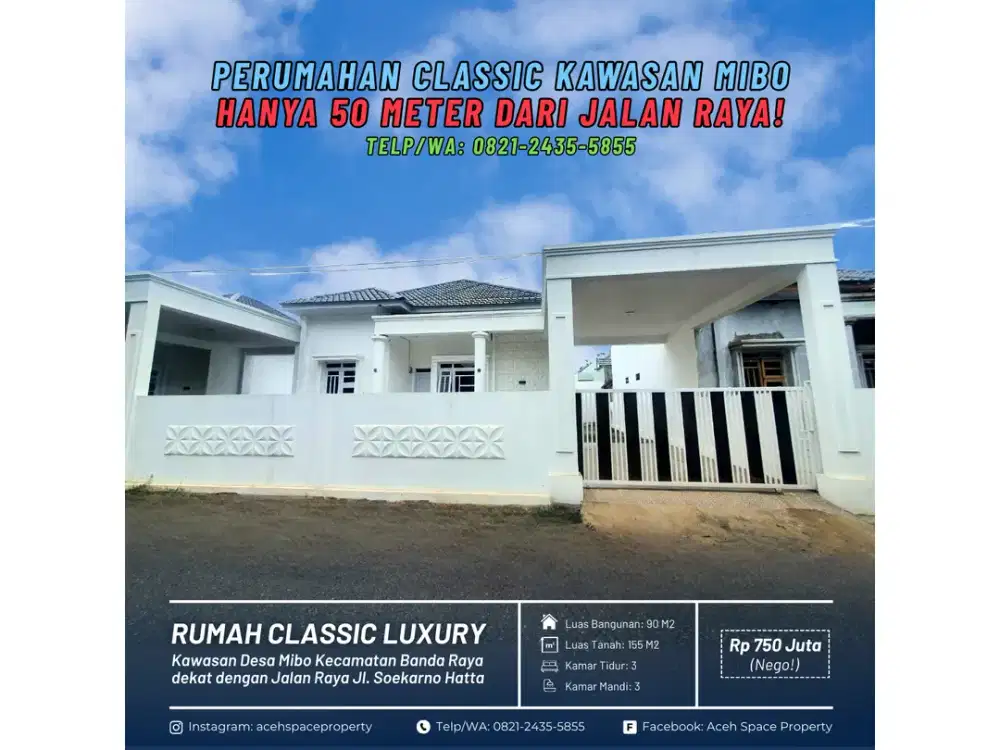 Dijual Rumah Classic di Mibo - Hanya 50 Meter ke Jalan Raya Jl. Soekarno Hatta!