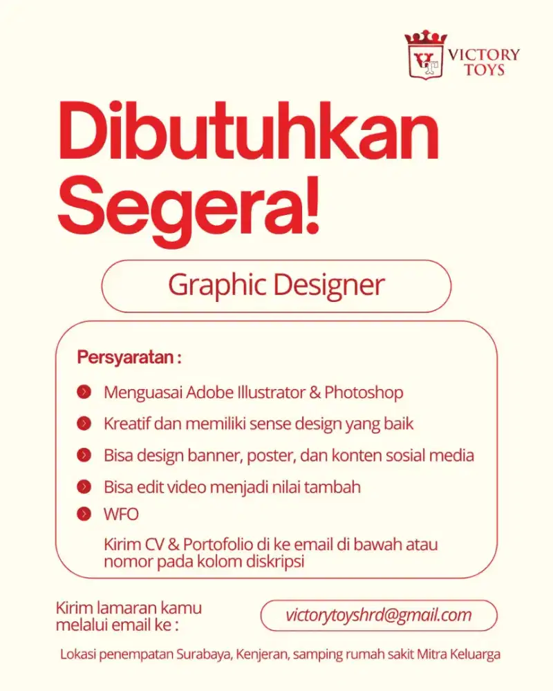 DIBUTUHKAN SEGERA – GRAPHIC DESIGNER