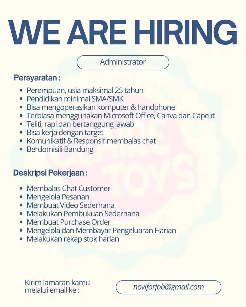 LOKER ADMINISTRATOR - BANDUNG