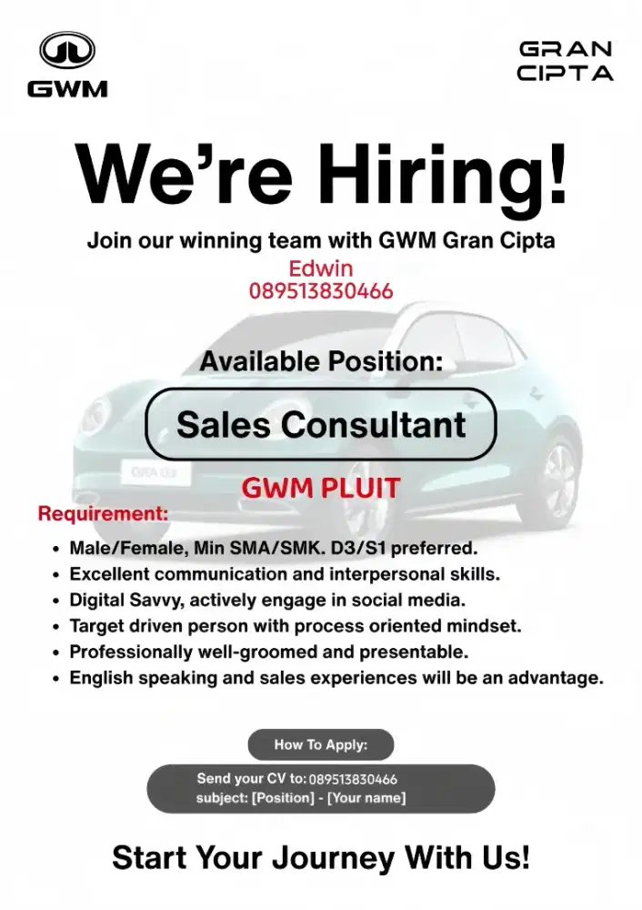 Lowongan kerja Sales Consultant