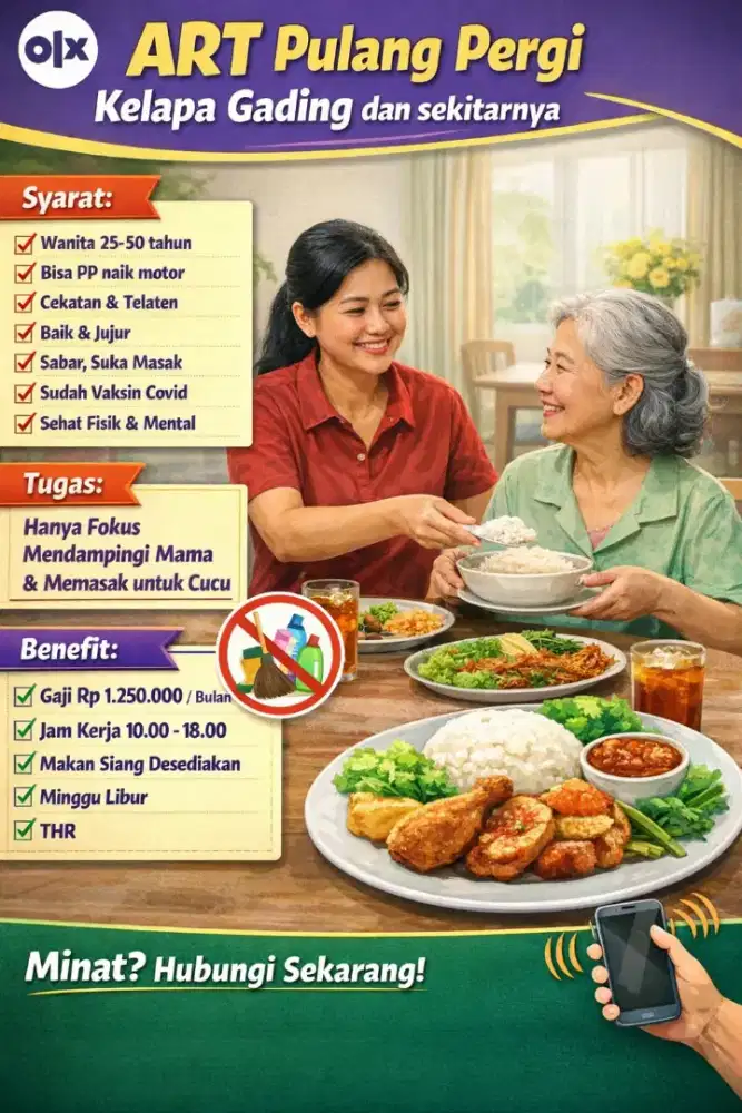 ART Pulang Pergi Kelapa Gading (Tidak bersih bersih)