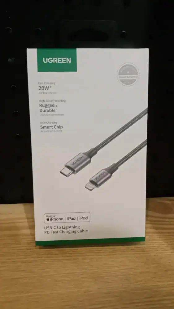 Ugreen USB C to Lightning Cable 36Watt PD Braided 1m Black-60759
