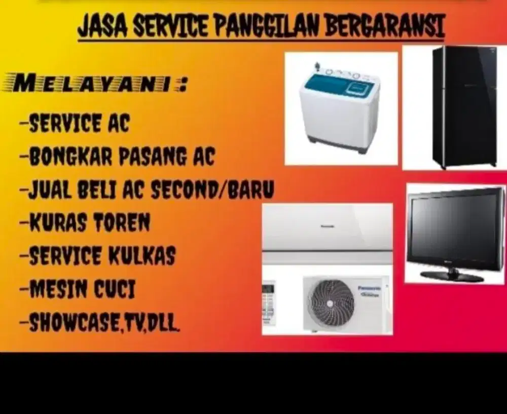Service Ac,Kulkas,Pompa Air,Mesin Cuci dan Bongkar Pasang AC.
