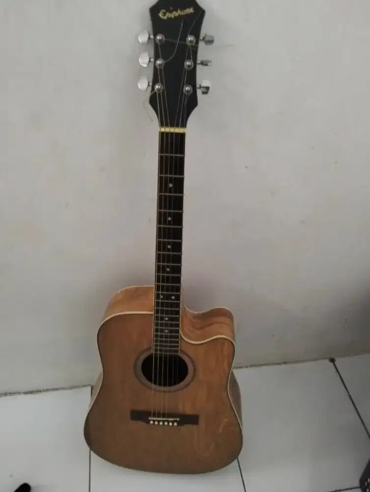 Jual gitar akustik elektrik merk EPIPHONEkostum senar string bagus