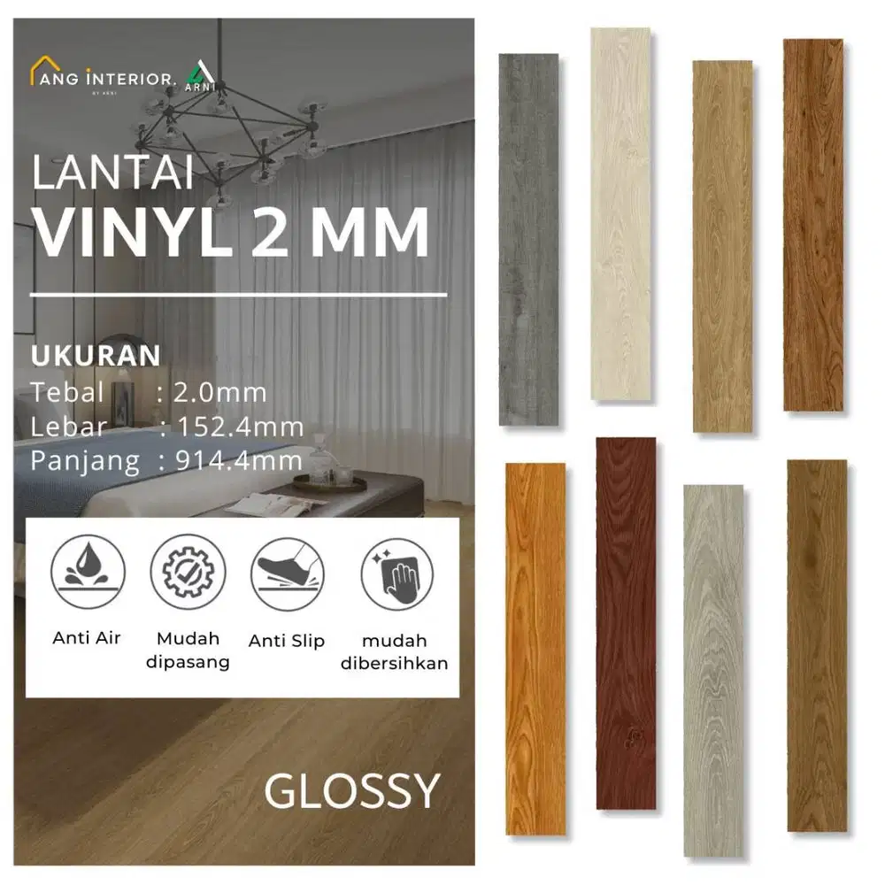 Lantai Vinyl Plank 2 mm Motif Kayu – Natural Look, Nyaman & Praktis