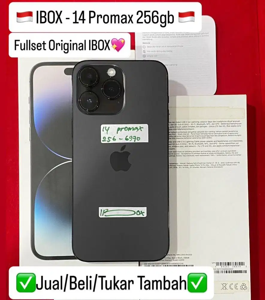 Iphone 14 Promax 256 Gb Space Black Ibox Fullset Original