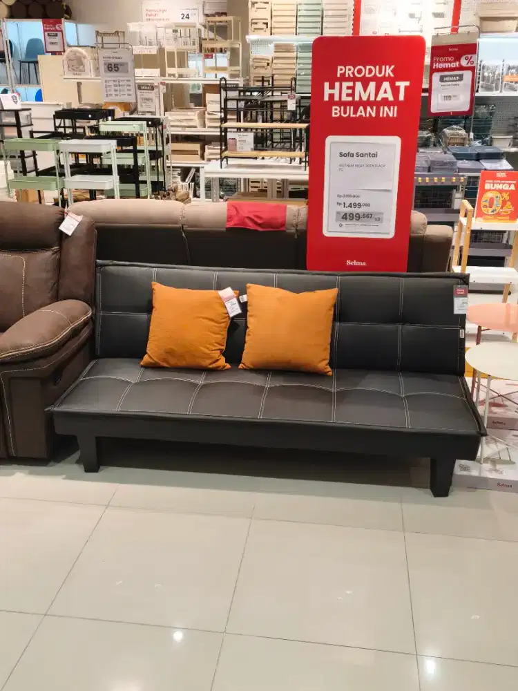 Sofa Bed Hitam Kulit Murah